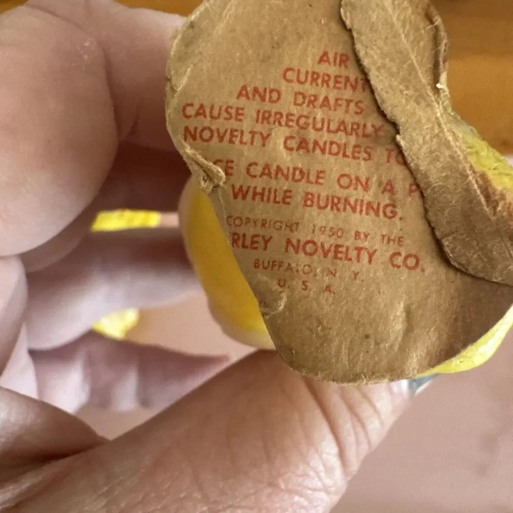 Vintage Gurley Candle Co Yellow Rabbits  Top Hats, Lot of 5, Unburned 3.5 Inch